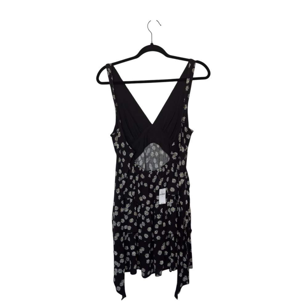 Gap‎ Small Black Ditsy Floral Bow Tie Back Ruffle Tiered Hem Mini Dress Flirty - Picture 6 of 10